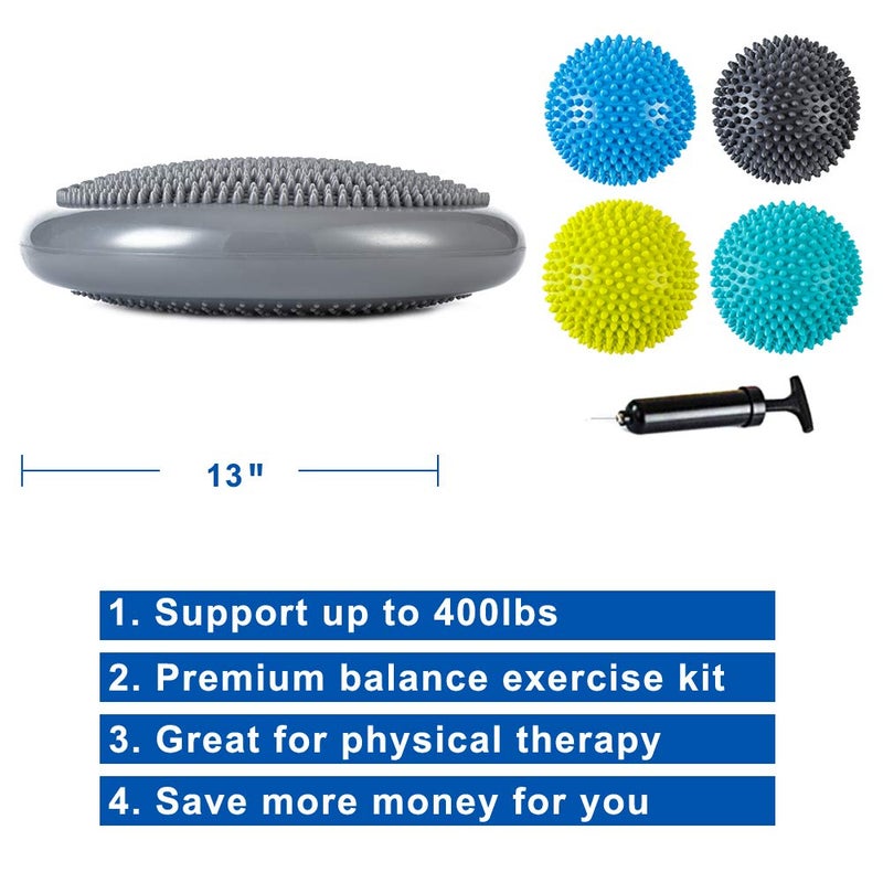StrongTek Hedgehog Balance Pod Kit - Set of 4 Balance Pods and 1 Wobble Cushion for Core Strength, Agility, and Stability Training, Includes Air Pump, Ideal for Physical Therapy, Rehabilitation - Image 3